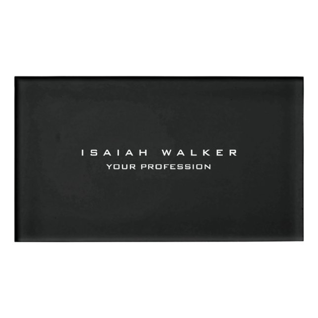 Stylish Classy Plain Unique Special Black & White Name Tag (Front)