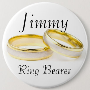 Stylish Classy Ring Bearer Golden Rings Wedding 6 Cm Round Badge
