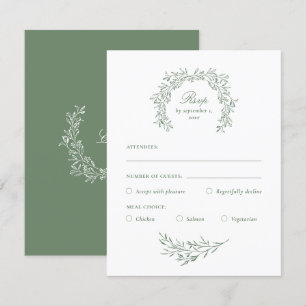 Stylish Classy Sage Green Meal Choice RSVP Card