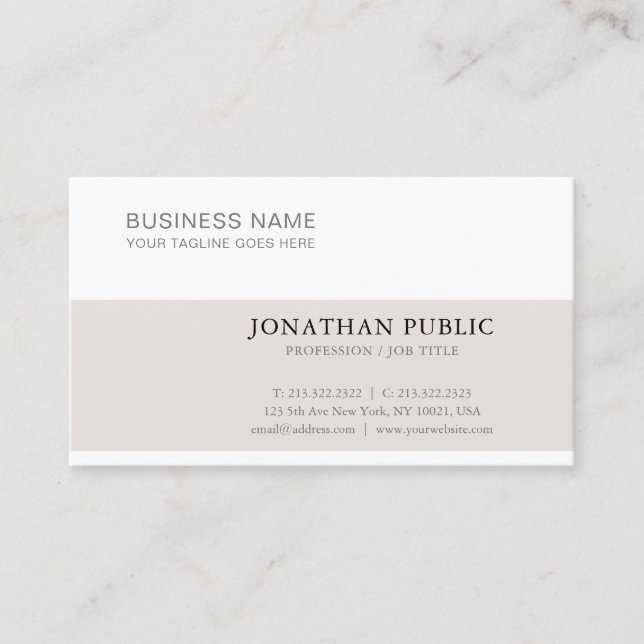 Stylish Clean Creative Modern Plain Trendy Luxury Business Card (Front)