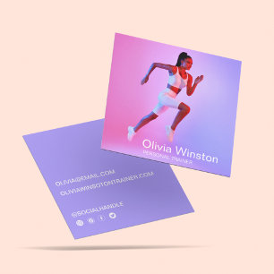 Stylish Clean Photo Personal Trainer Coach Sports  Square Business Card
