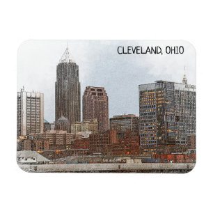 Stylish Cleveland Ohio Skyline View Magnet