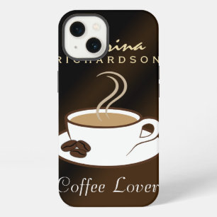 Stylish Coffee Lover Steaming Cup and Beans Tough iPhone 13 Case