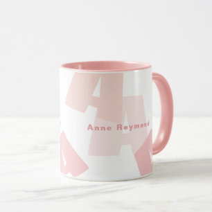 Stylish Coffee Mug with Name & Pinkish Initials