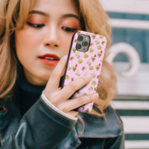 Stylish colorful flower pattern on pink background iPhone 13 pro max case