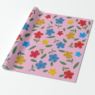 STYLISH COLORFUL FLOWERS PATTERN  WRAPPING PAPER