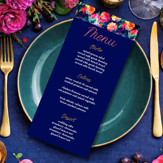 Stylish Colorful flowers wedding  Menu