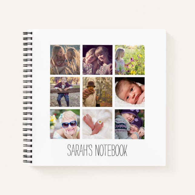 Stylish Colour Custom Photo Collage Notebook (Front)