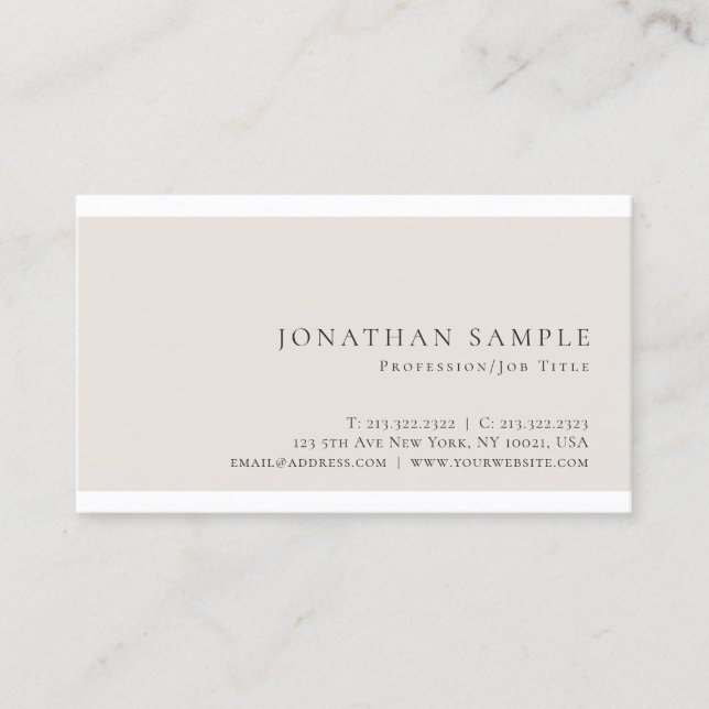 Stylish Colour Modern Chic Sleek Plain Trendy Business Card (Front)
