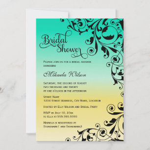 Stylish Colour Ombre and Swirls Bridal Shower Invitation