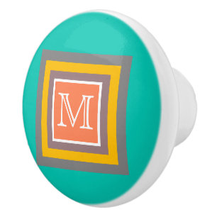 Stylish Colour Square Modern Monogram Ceramic Knob