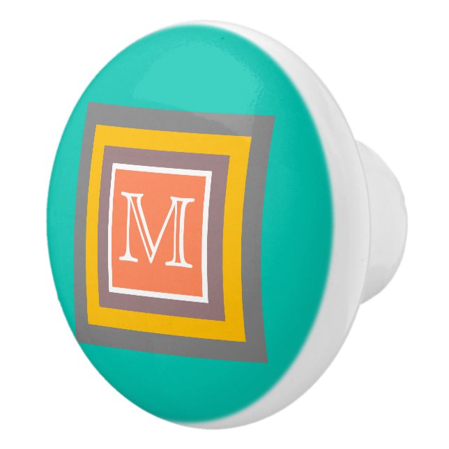 Stylish Colour Square Modern Monogram Ceramic Knob (Right)