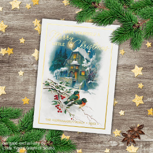 Stylish Colourful Antique Seasons Greetings Gold