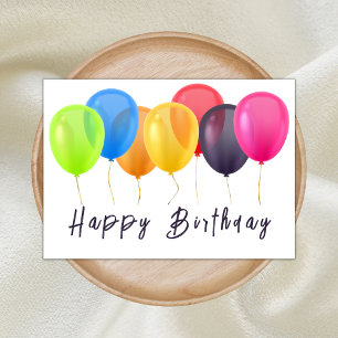 Stylish Colourful Balloons Happy Birthday Script Card