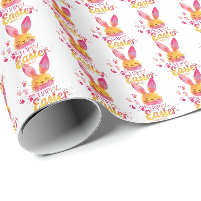 Stylish Colourful Cute Bunny Happy Easter Wrapping Paper (Roll Corner)