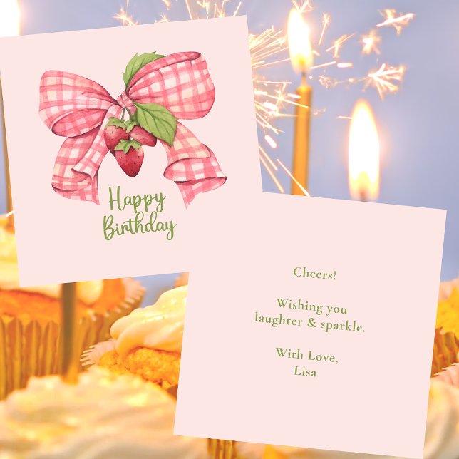Stylish Colourful Cute Pink Bow Happy Birthday Card (Creator Uploaded)
