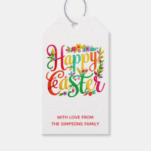 Stylish Colourful Floral Happy Easter Gift Tags