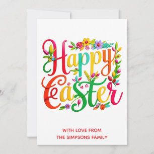 Stylish Colourful Floral Happy Easter Holiday Card