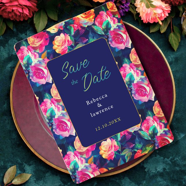 Stylish Colourful flowers wedding save the date (Creator Uploaded)