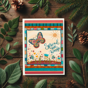 Stylish Colourful Folk Fun Butterfly Grad Card