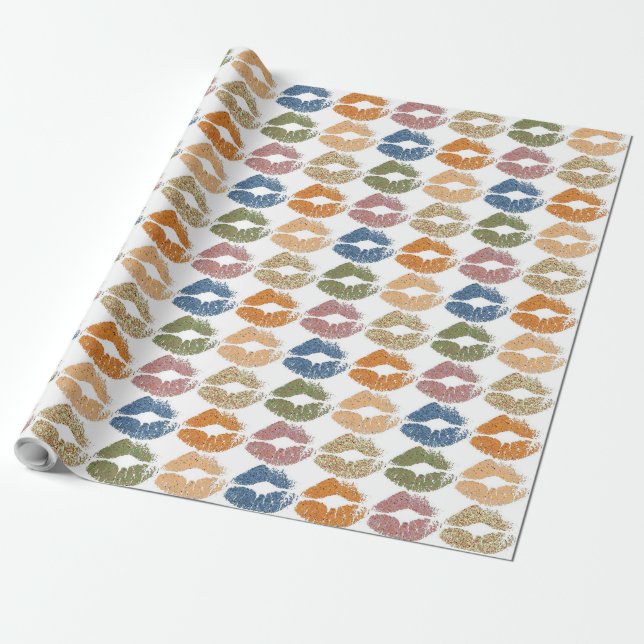 Stylish Colourful Lips Wrapping Paper (Unrolled)