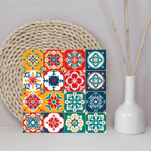 Stylish Colourful Pattern Mexican Papel Picado Hom Tile