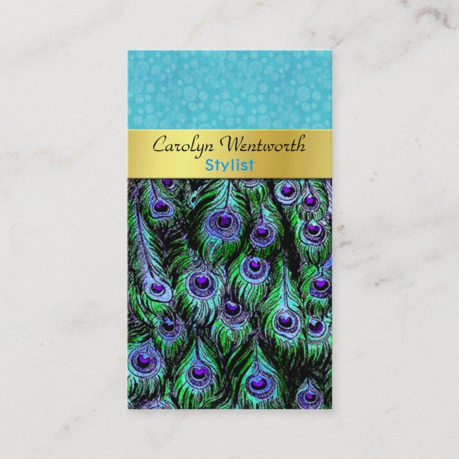 Stylish Colourful Peacock Business Card (Front)