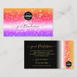 Stylish Colourful Sparkling Glitter Black with Log Business Card