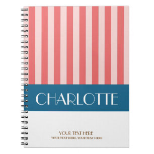 Stylish Colourful Stripes Personalised Monogrammed Notebook