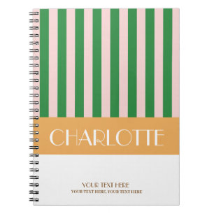 Stylish Colourful Stripes Personalised Monogrammed Notebook