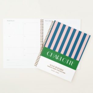 Stylish Colourful Stripes Personalised Planner