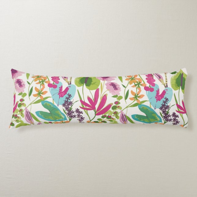 Stylish Colourful Summer Tropical Floral Pattern Body Cushion (Front)