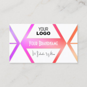 Stylish Colourful with White Geometric and Logo Business Card