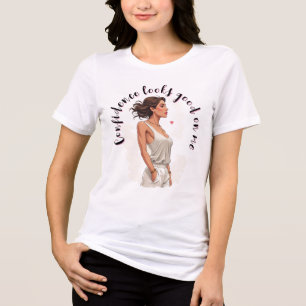 Stylish Confident Woman in White Tri-Blend Shirt