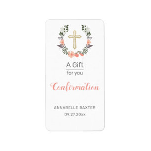  Stylish Confirmation Floral Cross Hand Sanitizer  Label