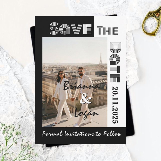 Stylish Contemporary Black & White Save the date (Creator Uploaded)