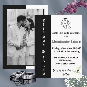 Stylish Contemporary Black & White Wedding Invitation