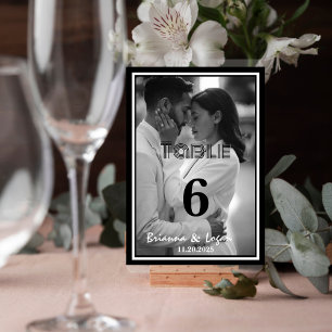 Stylish Contemporary Black & White Wedding Table Number