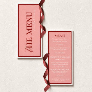 Stylish Contemporary Pink and Red Wedding Menu