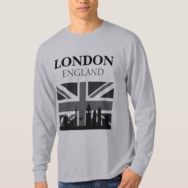 Stylish Cool Black Grey London Union Jack T-Shirt (Front)