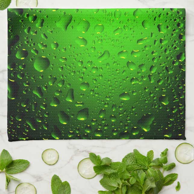 Stylish Cool green water drops Tea Towel (Folded)