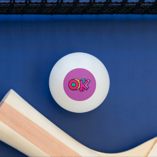 Stylish Cool "OK" Bold Colors Purple Sports  Ping Pong Ball