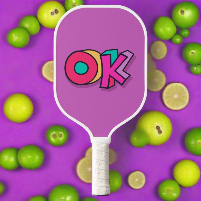 Stylish Cool "OK" Bold Purple Colourful Sports  Pickleball Paddle (Creator Uploaded)