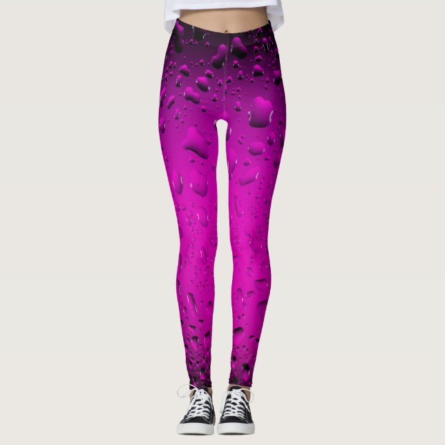 Stylish Cool Pink water drops Leggings (Front)