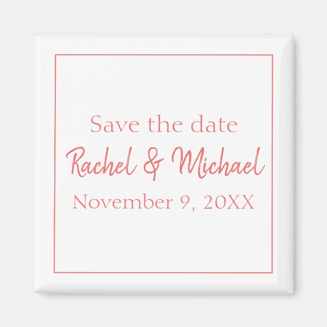 Stylish Coral and White Magnet (Front)