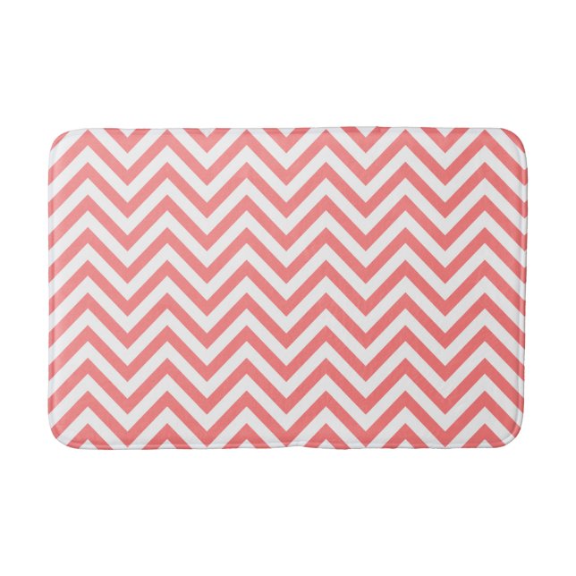 Stylish Coral Chevrons Pattern Bath Mat (Front)