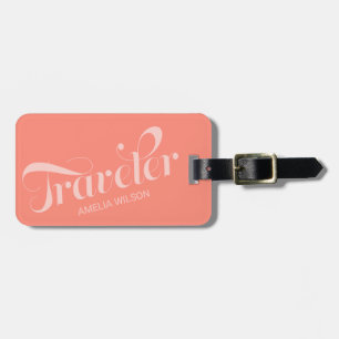 Stylish Coral Script Typography Traveller Bag Tag