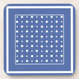 Stylish Cork-backed Coasters, Dark Blue Polka Dots Coaster