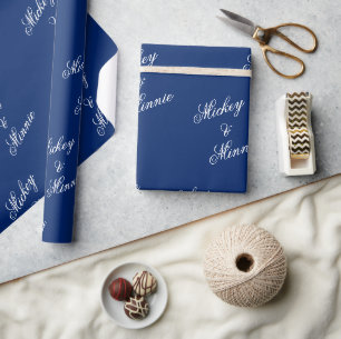 Stylish Couple Name Navy Gift Wrap Wrapping Paper