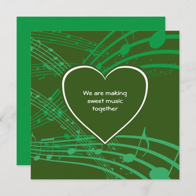 Stylish Couples MAKING SWEET MUSIC Valentines Card (Front/Back)